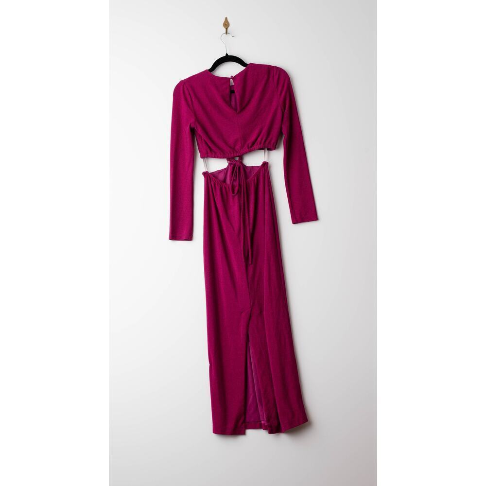 ML Monique Lhuillier Purple Metallic Knit Dress - Picture 6 of 12